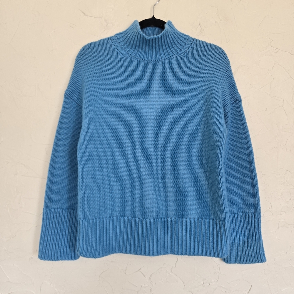 VINCE Wool Cashmere Bright Blue Knit Turtleneck Sweater, S - Picture 2 of 13
